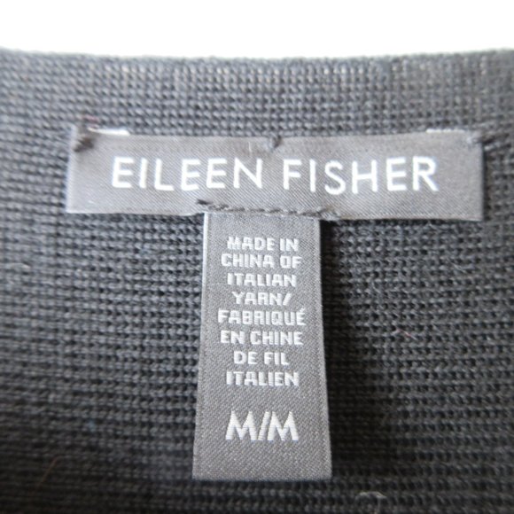 Eileen Fisher Merino Wool Long Sleeve Sweater Size M Black R17JN - Picture 5 of 10